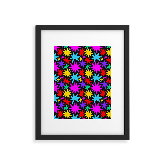 Fun colorful abstract star shape pattern Framed Art Print Gallery Image 1