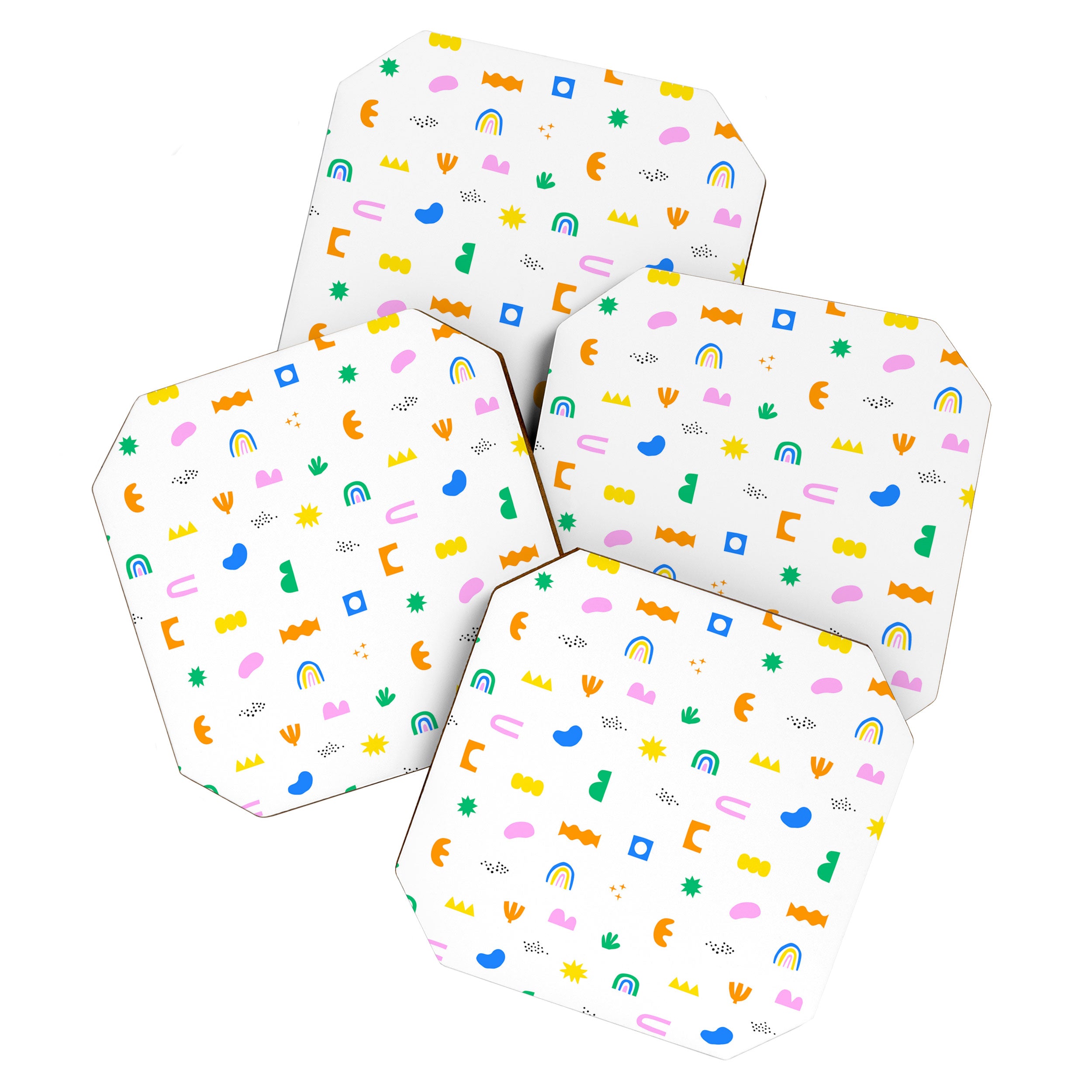 Fun colorful abstract summer shape pattern Coaster Gallery Image 1