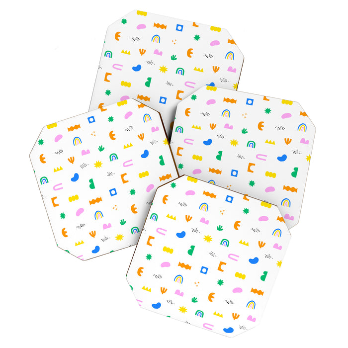 Fun colorful abstract summer shape pattern Coaster Gallery Image 1