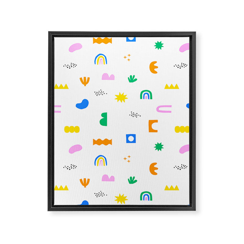 Fun colorful abstract summer shape pattern Framed Canvas Print Gallery Image 8