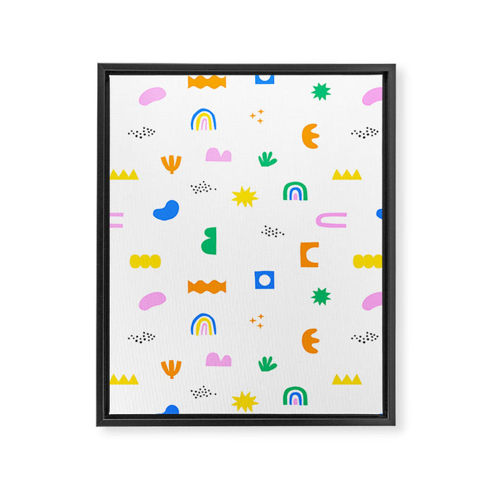 Fun colorful abstract summer shape pattern Framed Canvas Print Gallery Image 1