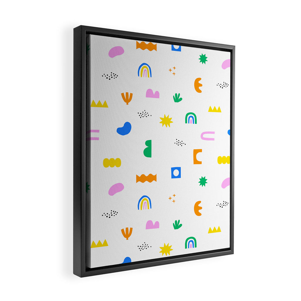 Fun colorful abstract summer shape pattern Framed Canvas Print Gallery Image 2