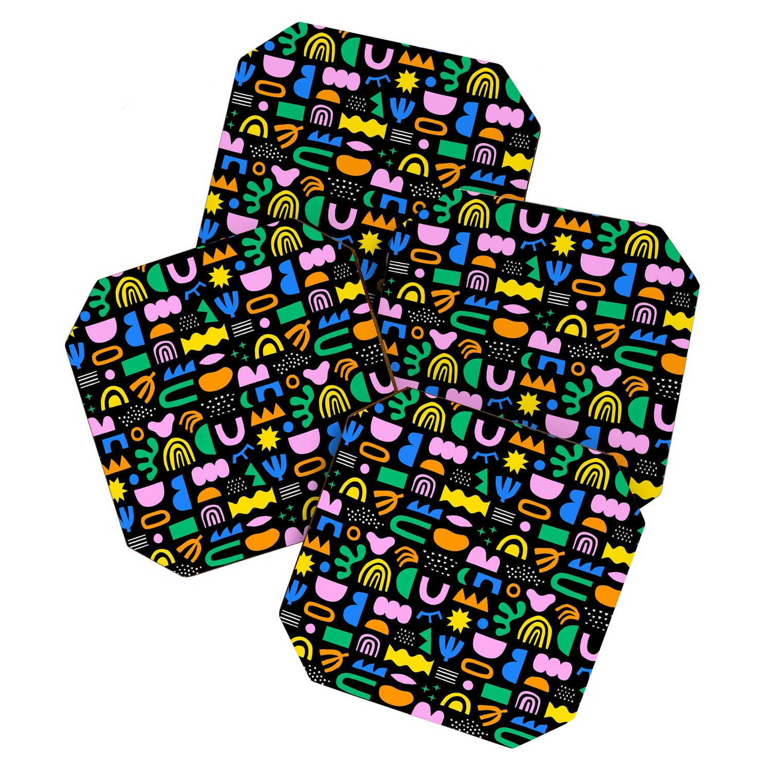 Fun colorful abstract summer shape pattern Coaster Gallery Image 1
