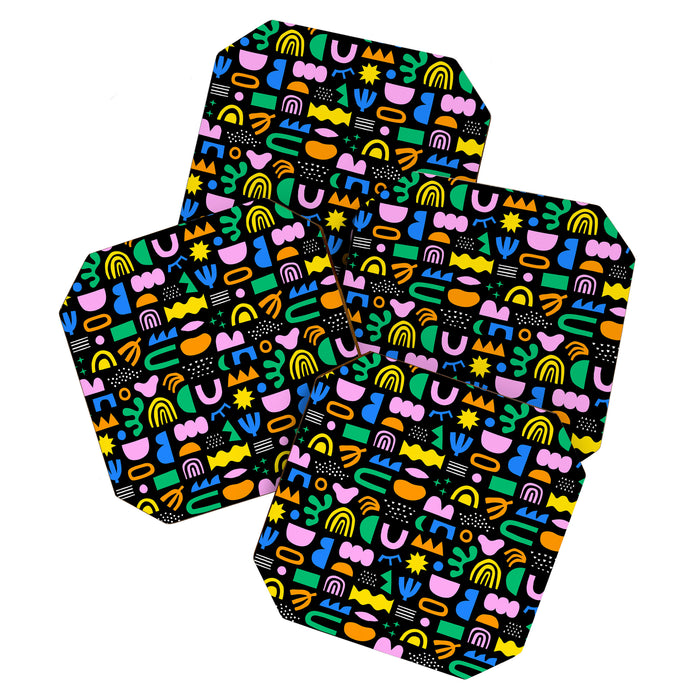 Fun colorful abstract summer shape pattern Coaster Gallery Image 1