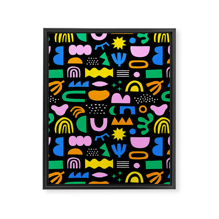 Fun colorful abstract summer shape pattern Framed Canvas Print Gallery Image 1