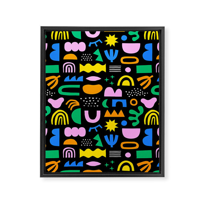 Fun colorful abstract summer shape pattern Framed Canvas Print Gallery Image 8