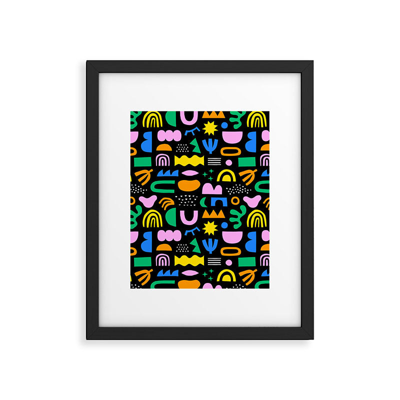Fun colorful abstract summer shape pattern Framed Art Print Gallery Image 6