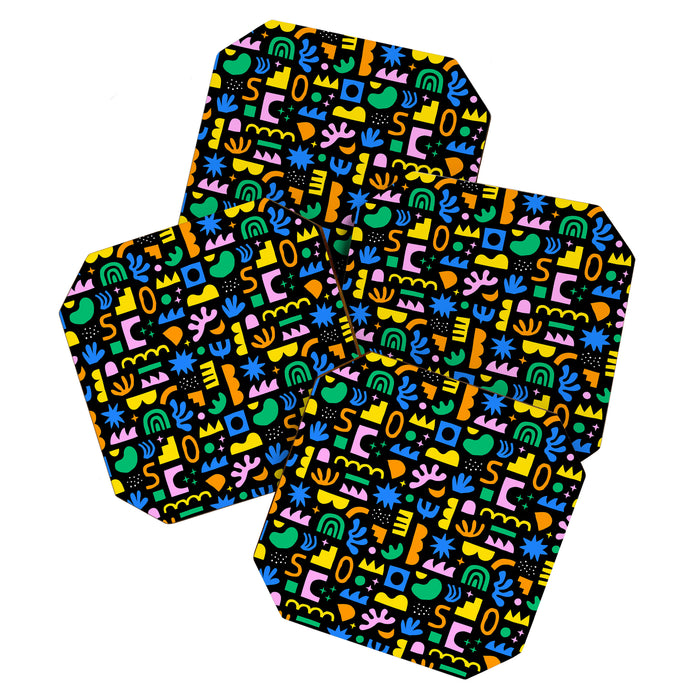 Fun colorful abstract summer shape pattern Coaster Gallery Image 1