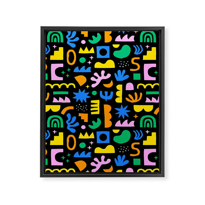 Fun colorful abstract summer shape pattern Framed Canvas Print Gallery Image 8