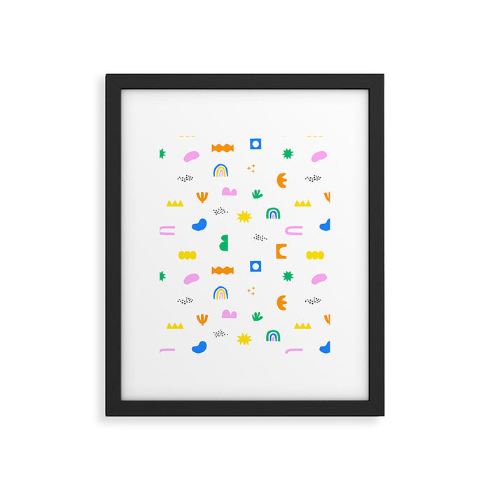 Fun colorful abstract summer shape pattern Framed Art Print Gallery Image 1