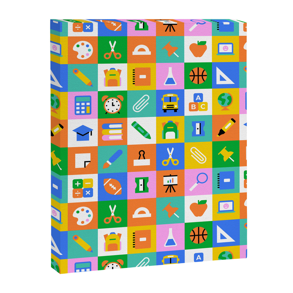 Fun colorful back to school mosaic pattern Canvas Print Gallery Image 8