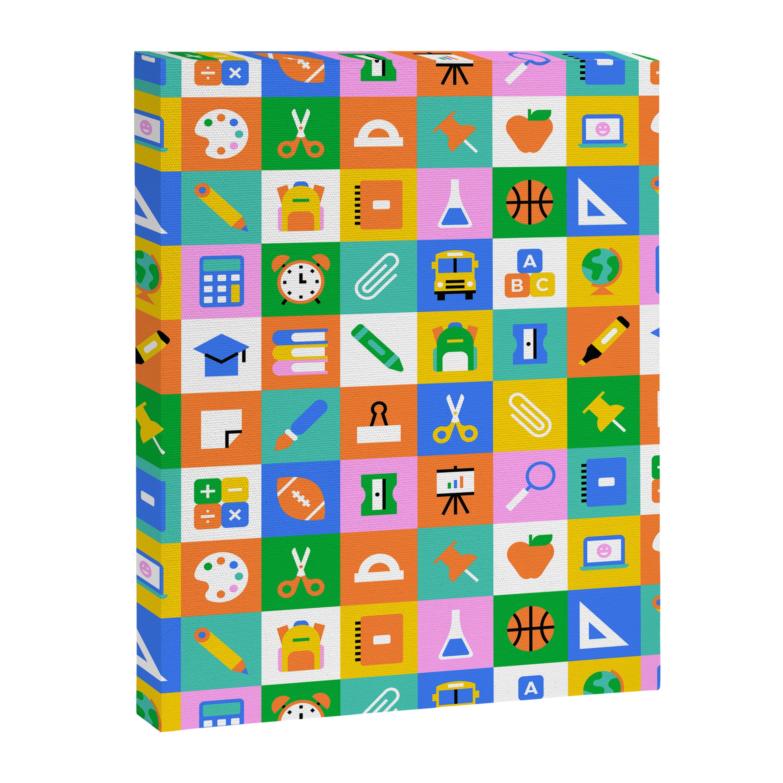 Fun colorful back to school mosaic pattern Canvas Print Gallery Image 8