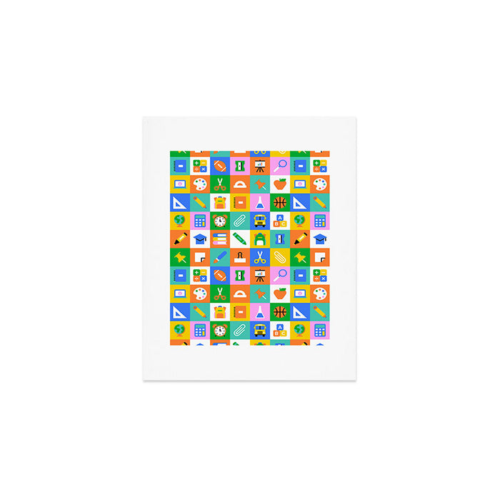 Fun colorful back to school mosaic pattern Art Print Gallery Image 1