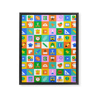 Fun colorful back to school mosaic pattern Framed Canvas Print Gallery Image 8