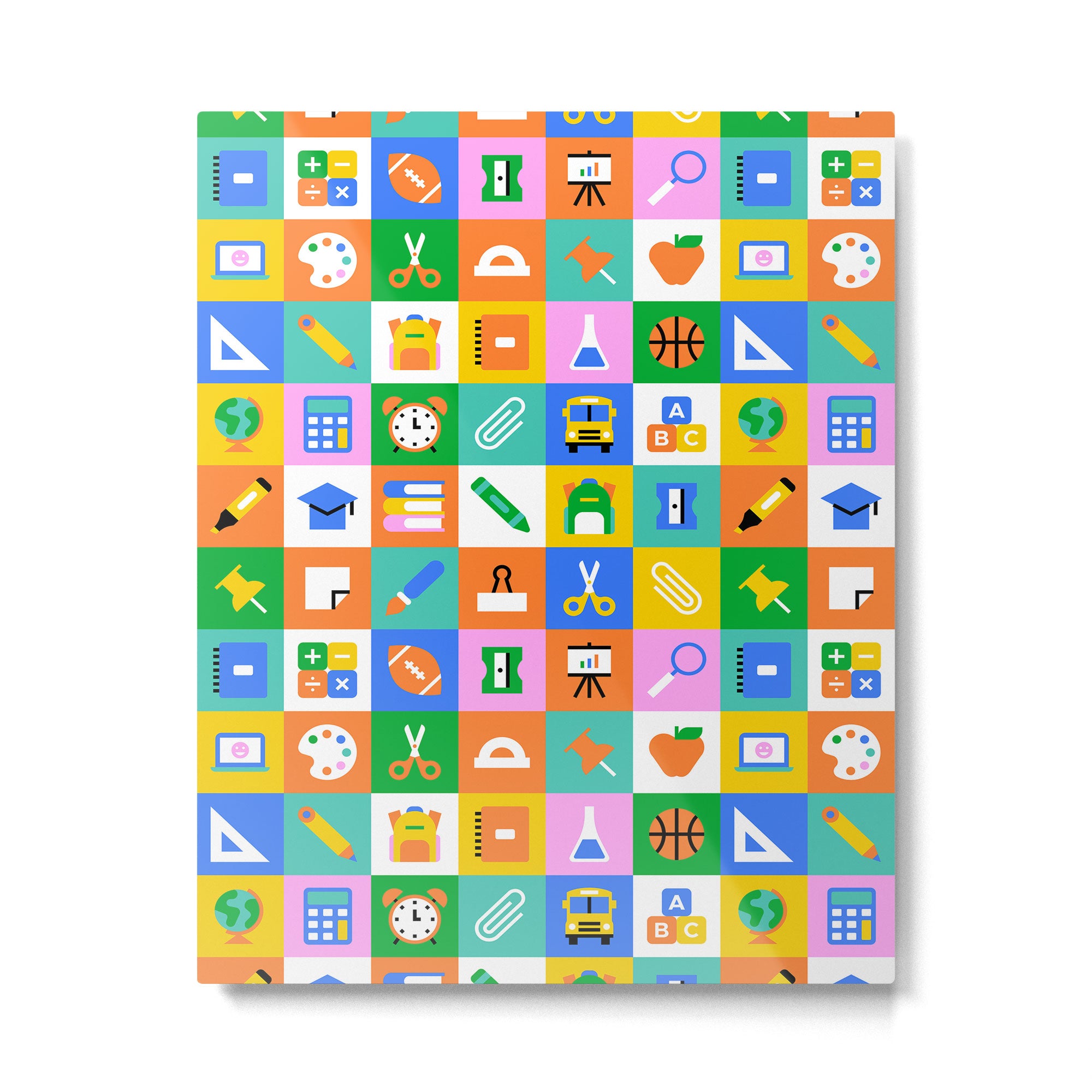 Fun colorful back to school mosaic pattern Metal Print Gallery Image 6