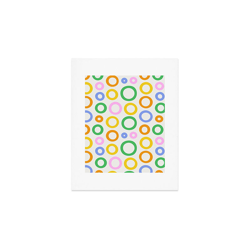 Fun colorful circle cartoon doodle pattern Art Print Gallery Image 1