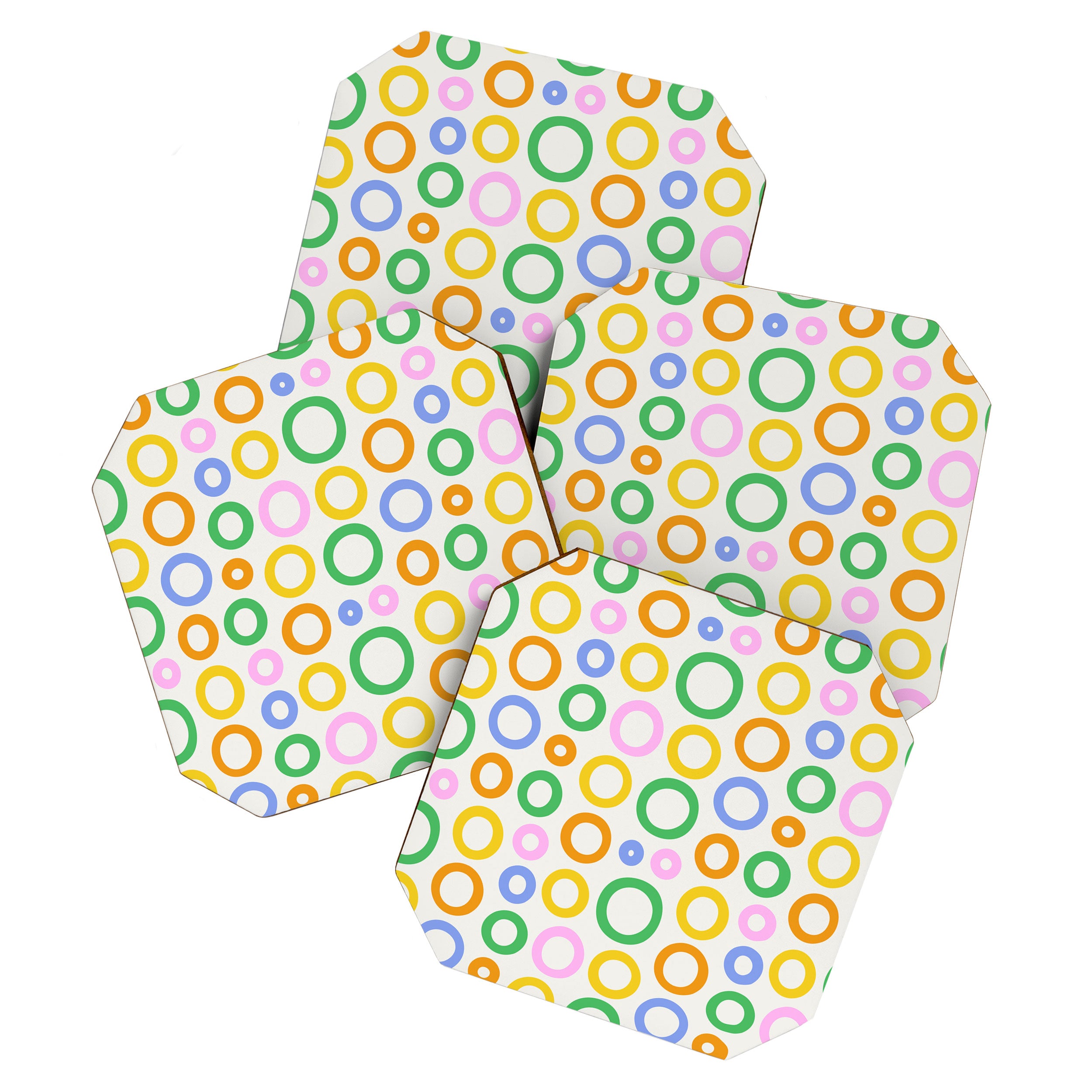 Fun colorful circle cartoon doodle pattern Coaster Gallery Image 1