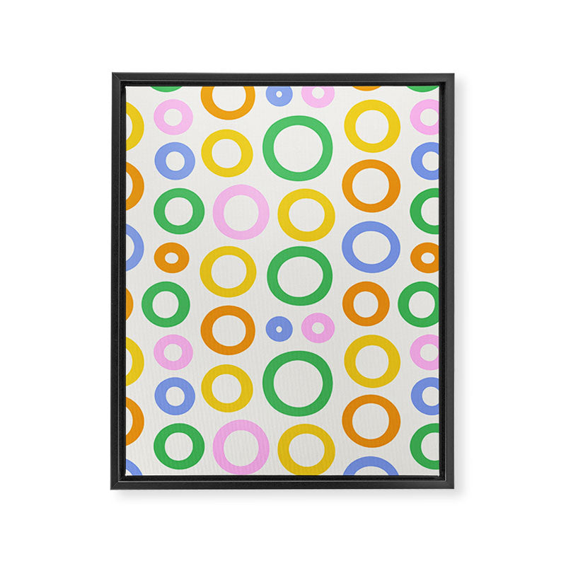 Fun colorful circle cartoon doodle pattern Framed Canvas Print Gallery Image 8