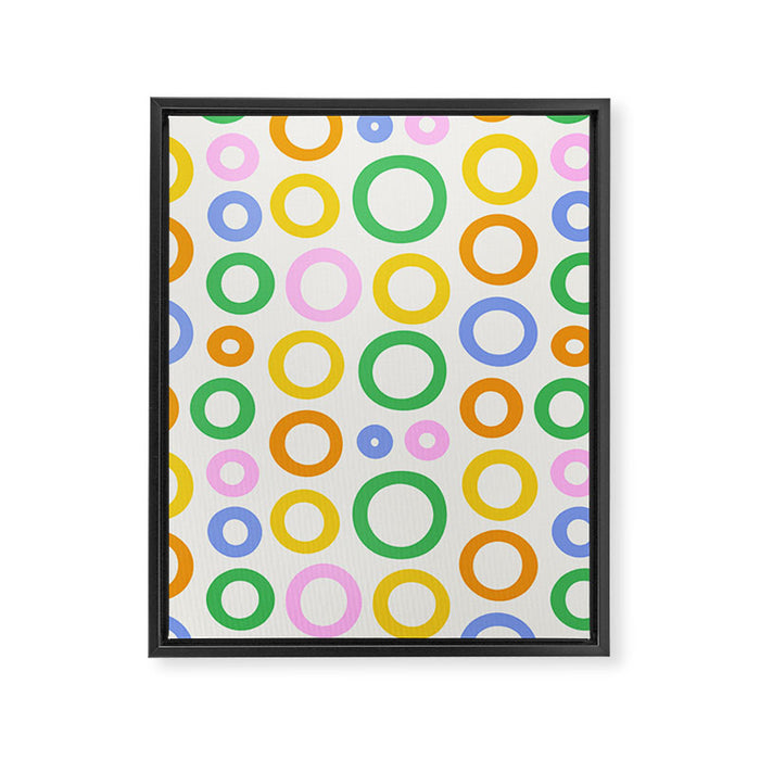 Fun colorful circle cartoon doodle pattern Framed Canvas Print Gallery Image 1