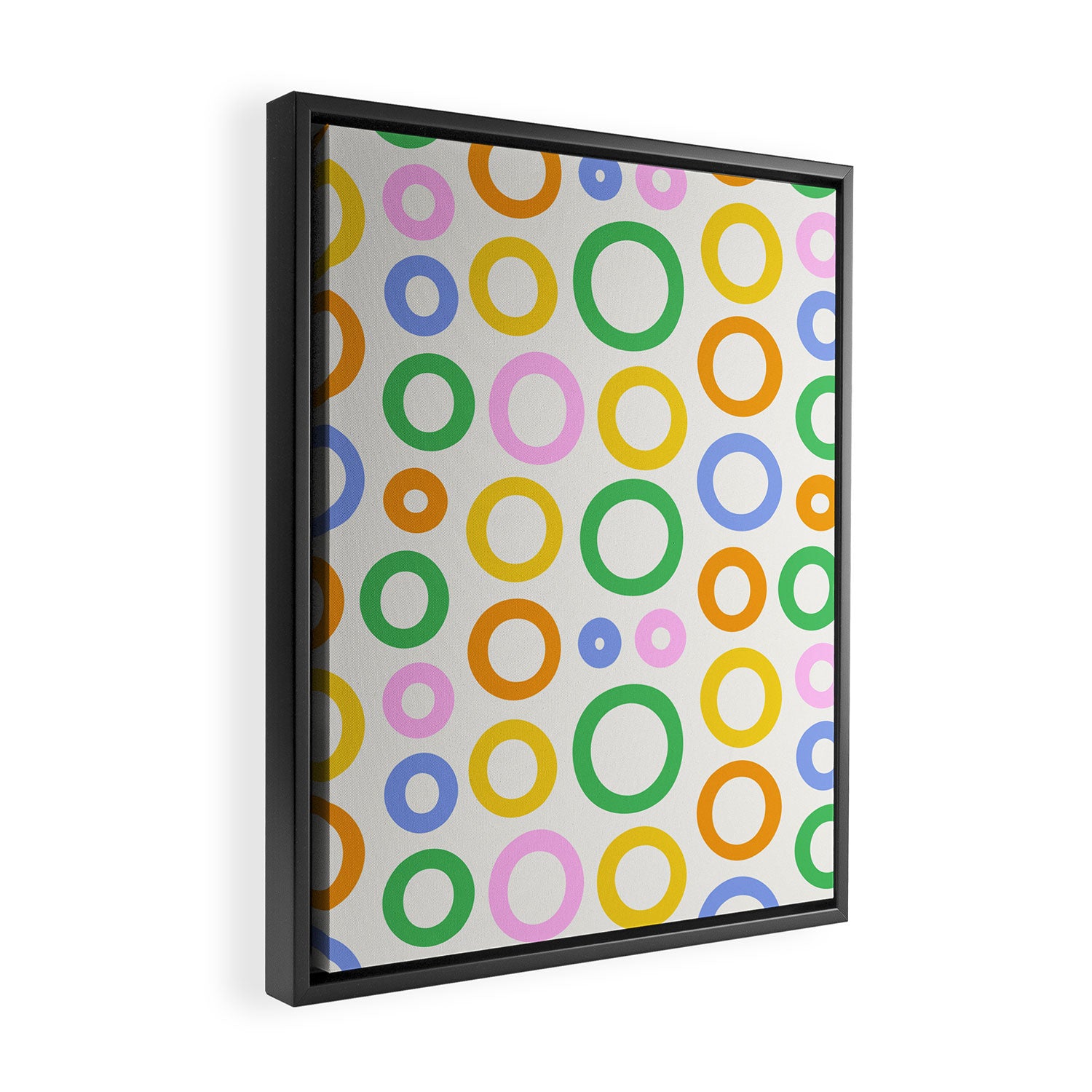 Fun colorful circle cartoon doodle pattern Framed Canvas Print Gallery Image 2