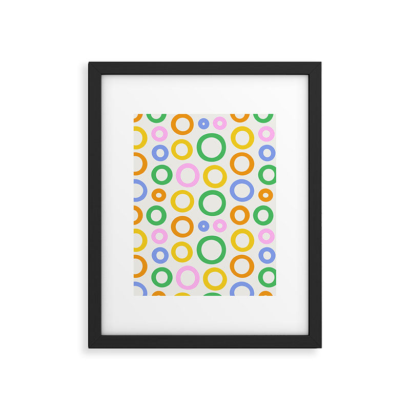 Fun colorful circle cartoon doodle pattern Framed Art Print Gallery Image 6