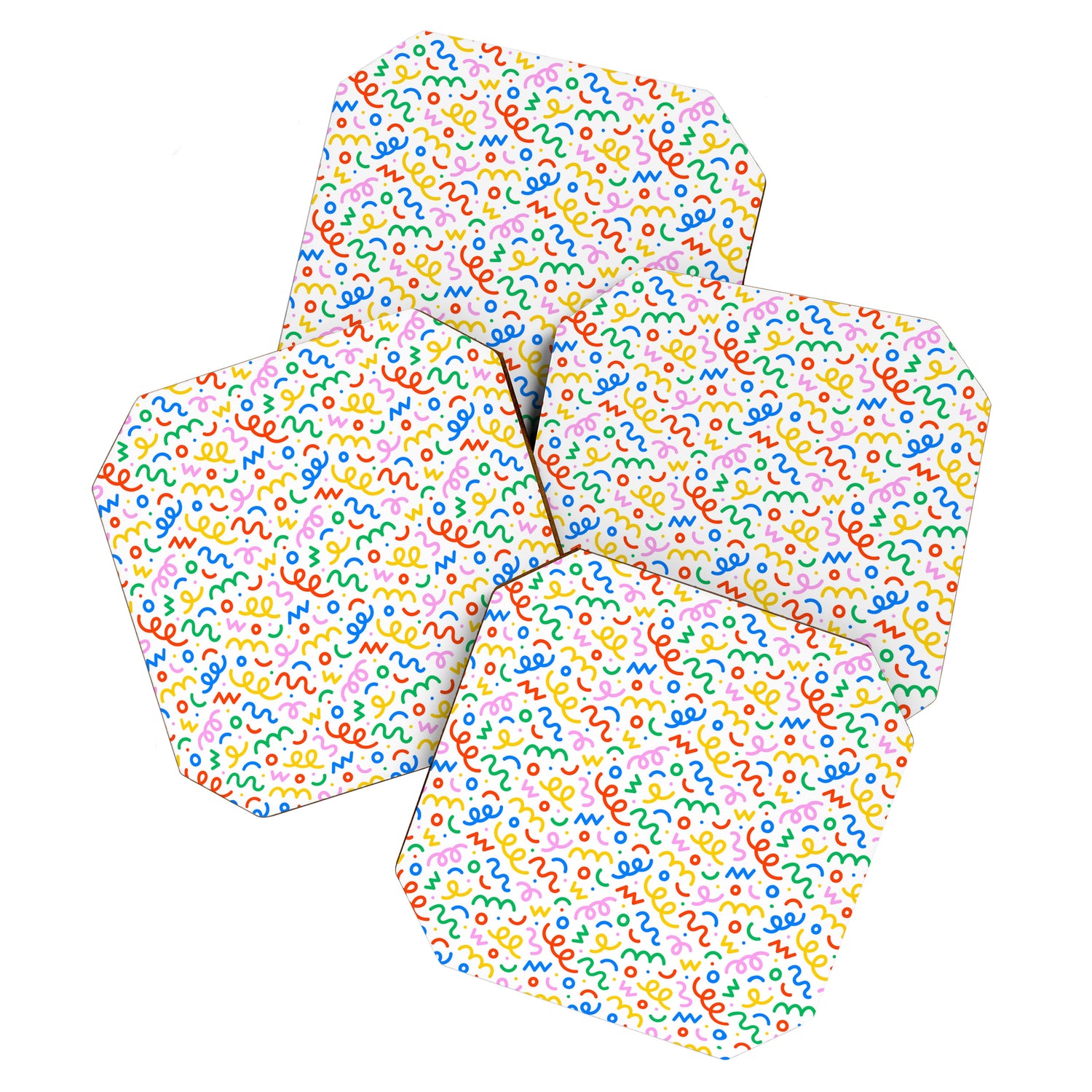 Fun colorful doodle art pattern Coaster Gallery Image 1