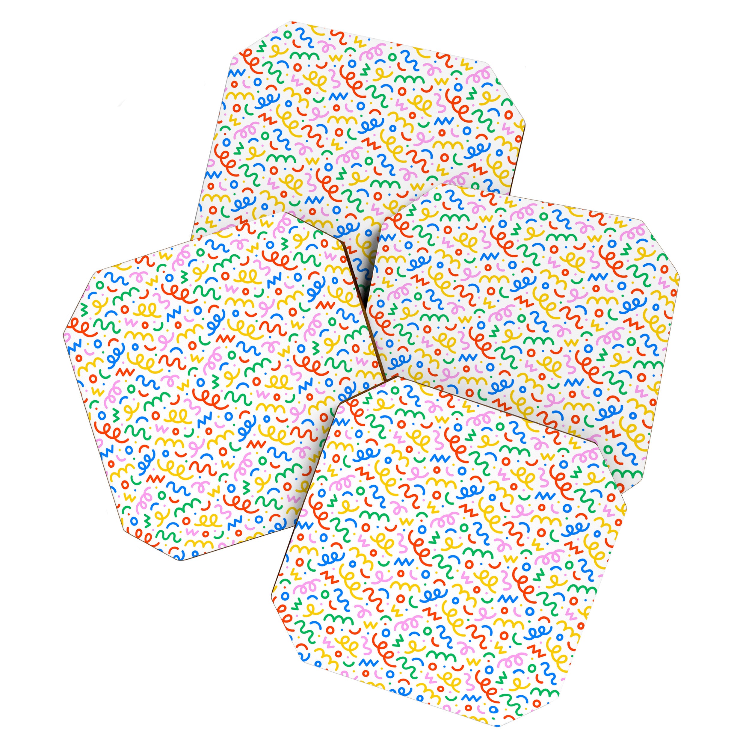Fun colorful doodle art pattern Coaster Gallery Image 1