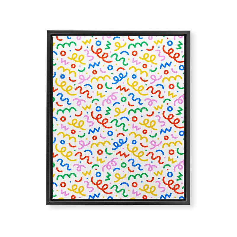 Fun colorful doodle art pattern Framed Canvas Print Gallery Image 8