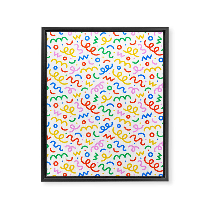 Fun colorful doodle art pattern Framed Canvas Print Gallery Image 1