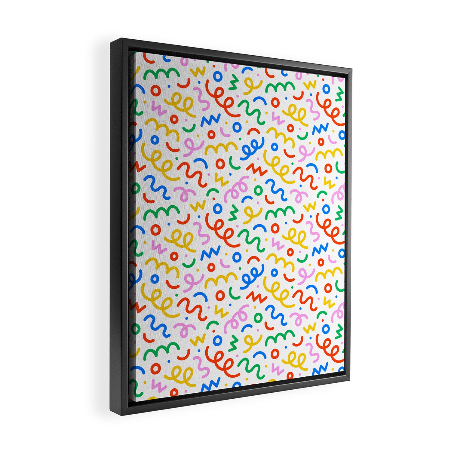 Fun colorful doodle art pattern Framed Canvas Print Gallery Image 2