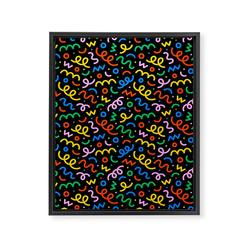 Fun colorful doodle art pattern Framed Canvas Print Gallery Image 8
