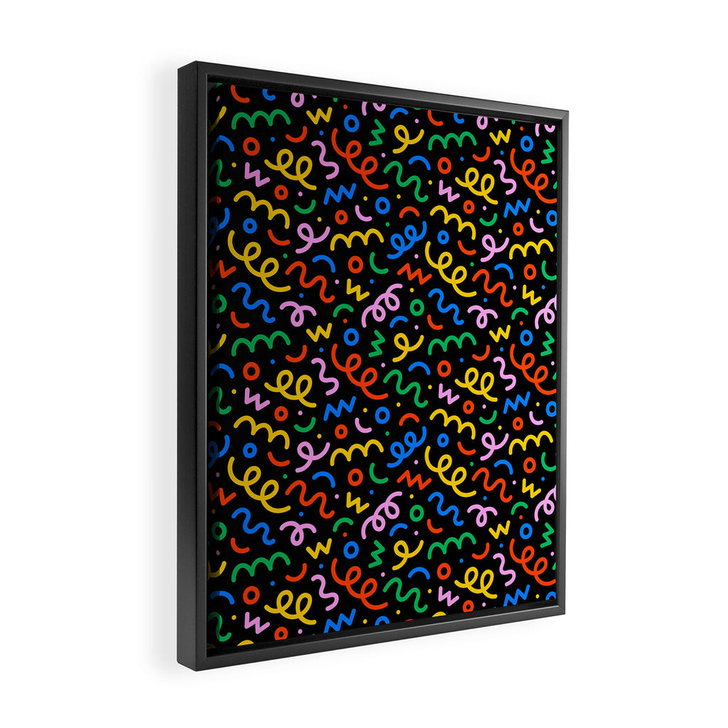 Fun colorful doodle art pattern Framed Canvas Print Gallery Image 2