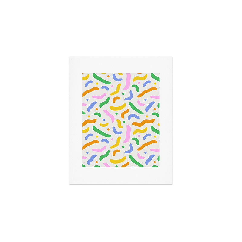 Fun colorful line doodle art pattern Art Print Gallery Image 1