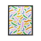 Fun colorful line doodle art pattern Framed Canvas Print Gallery Image 8