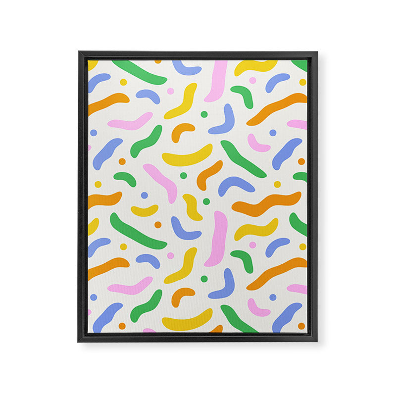 Fun colorful line doodle art pattern Framed Canvas Print Gallery Image 8