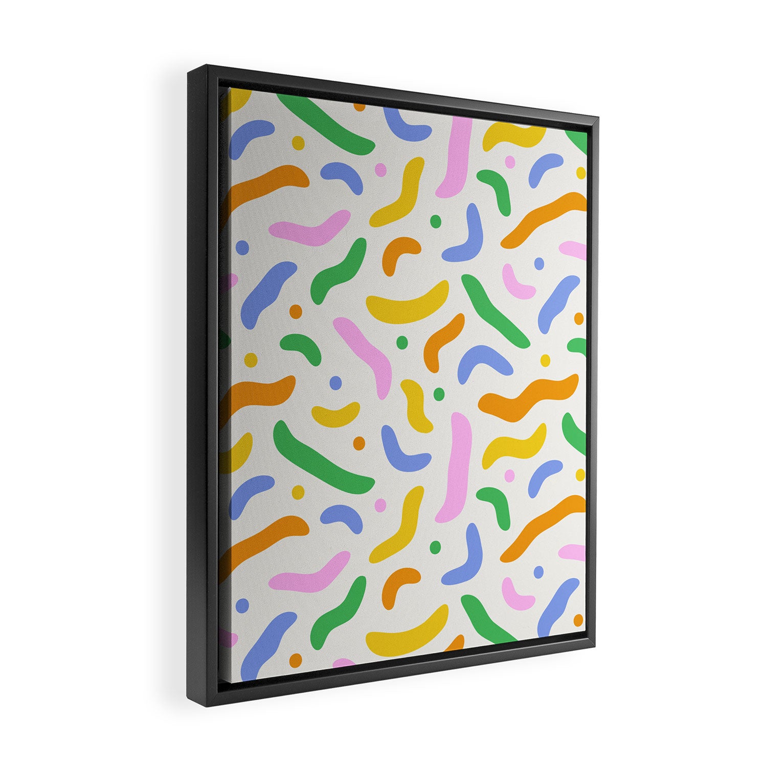 Fun colorful line doodle art pattern Framed Canvas Print Gallery Image 2