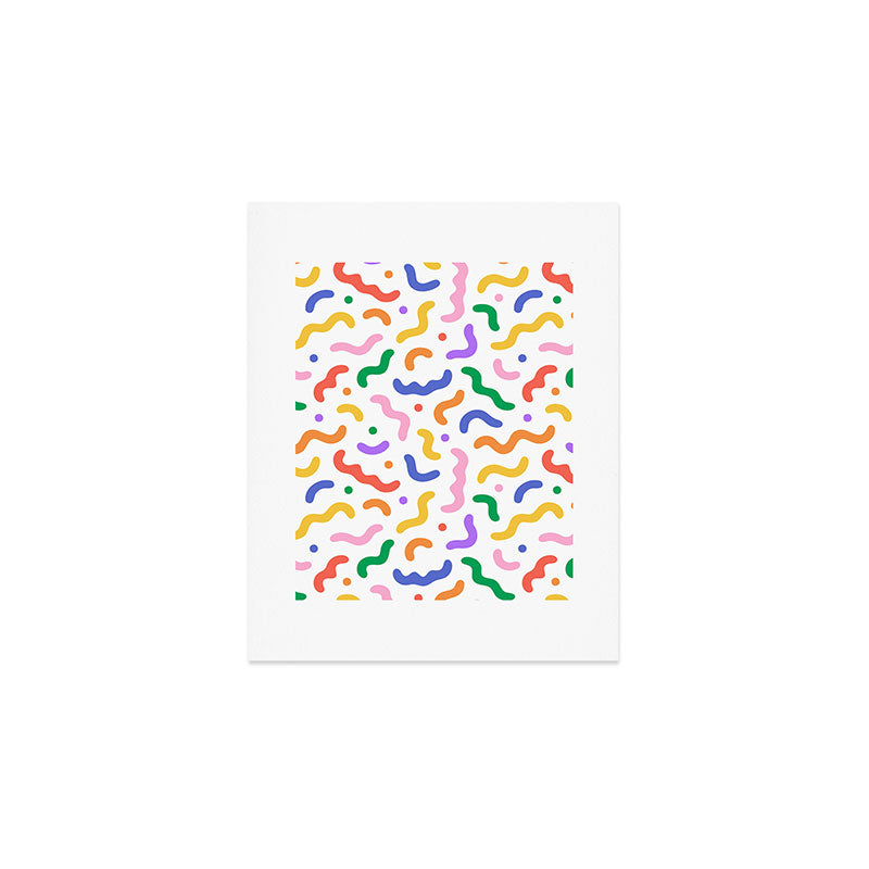 Fun colorful line doodle art pattern Art Print Gallery Image 1