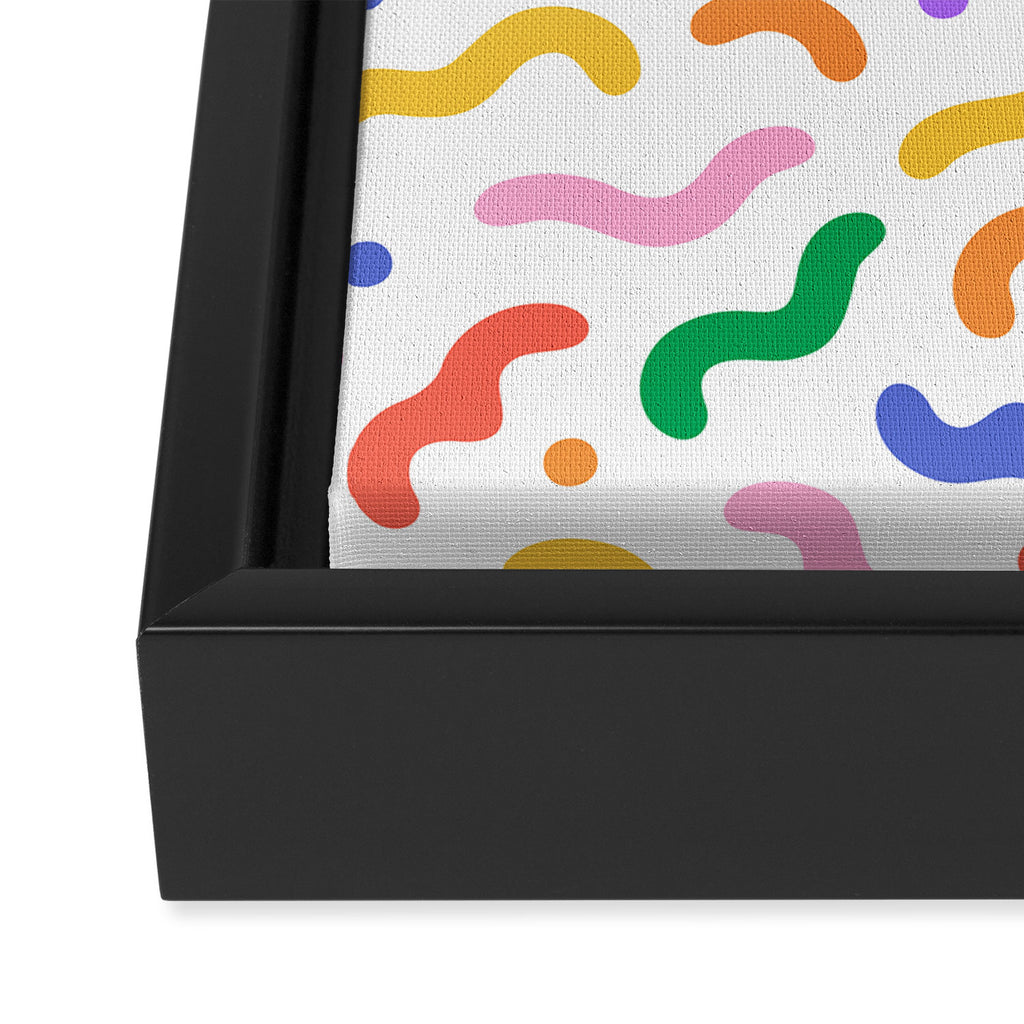 Fun colorful line doodle art pattern Framed Canvas Print Gallery Image 3