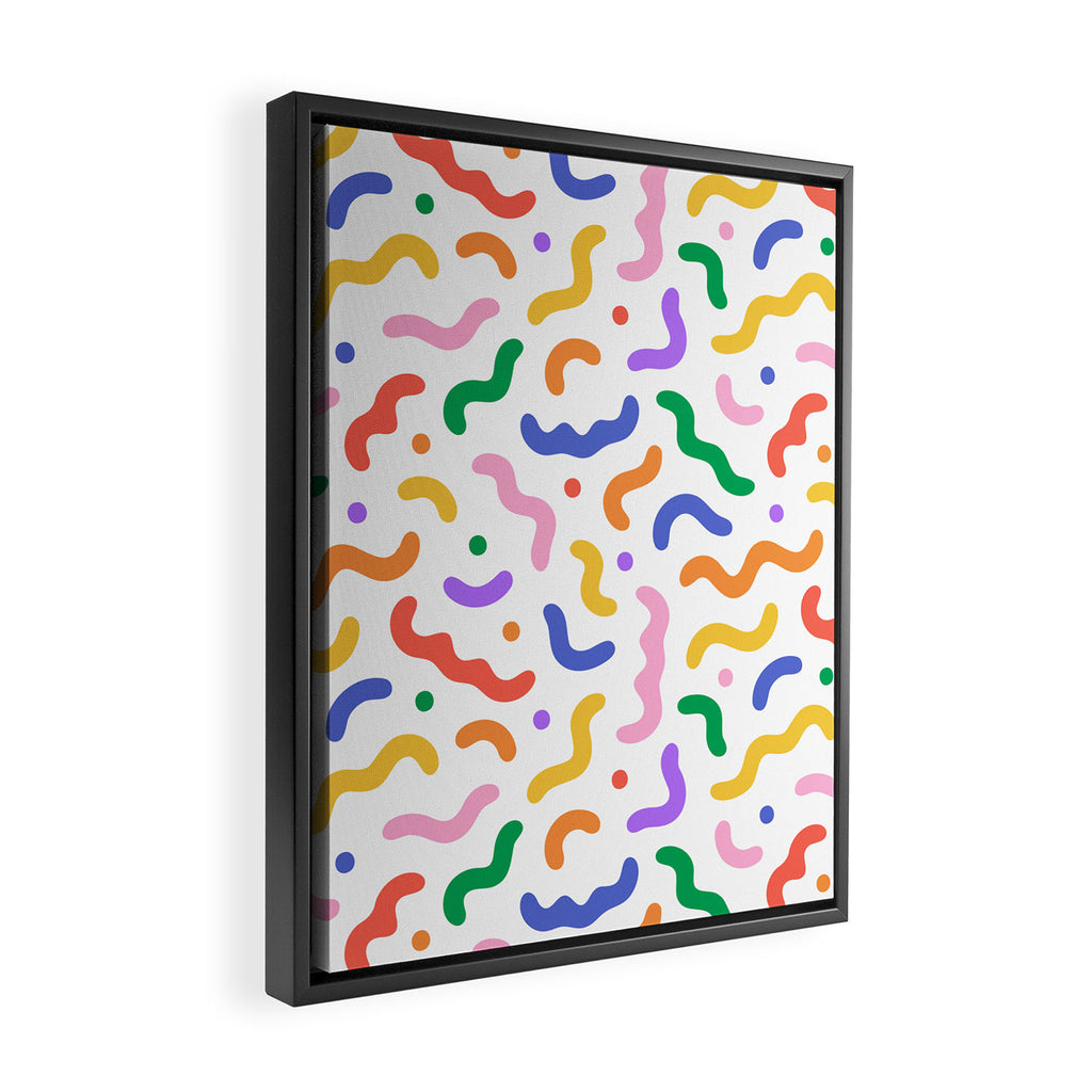 Fun colorful line doodle art pattern Framed Canvas Print Gallery Image 2