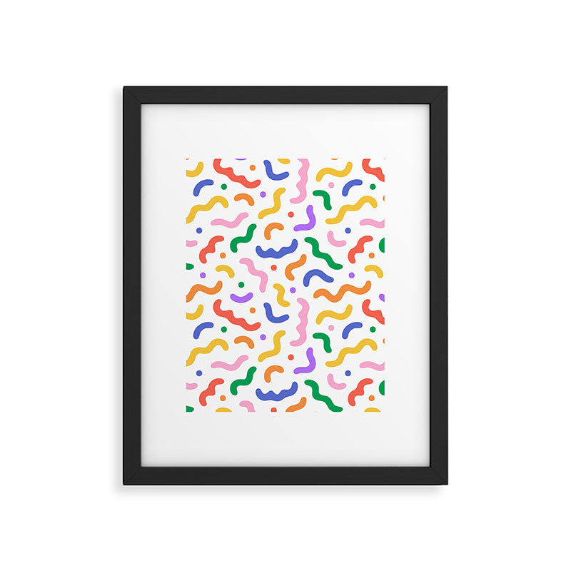 Fun colorful line doodle art pattern Framed Art Print Gallery Image 6