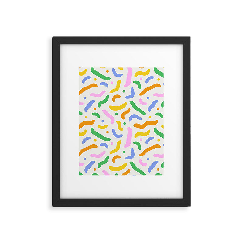 Fun colorful line doodle art pattern Framed Art Print Gallery Image 6