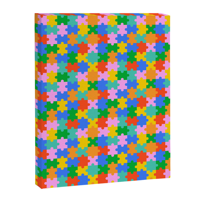 Fun colorful puzzle piece shape pattern Canvas Print Gallery Image 1
