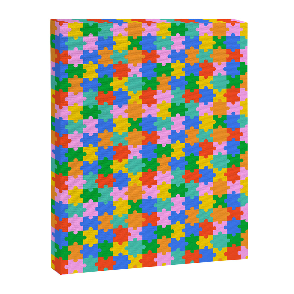 Fun colorful puzzle piece shape pattern Canvas Print Gallery Image 8
