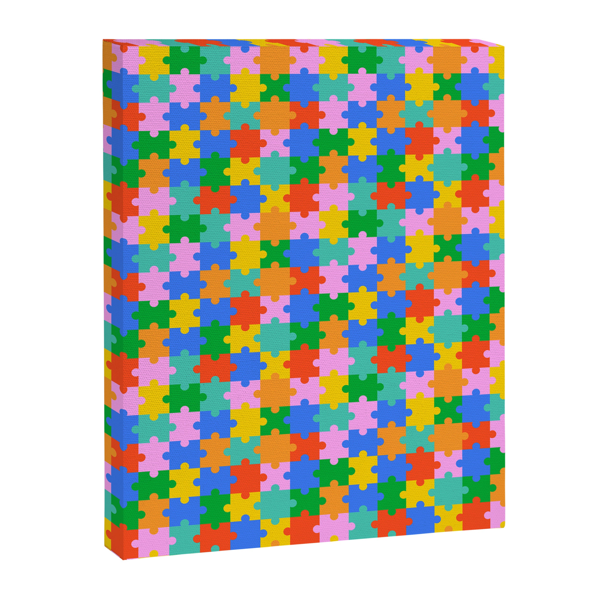 Fun colorful puzzle piece shape pattern Canvas Print Gallery Image 8