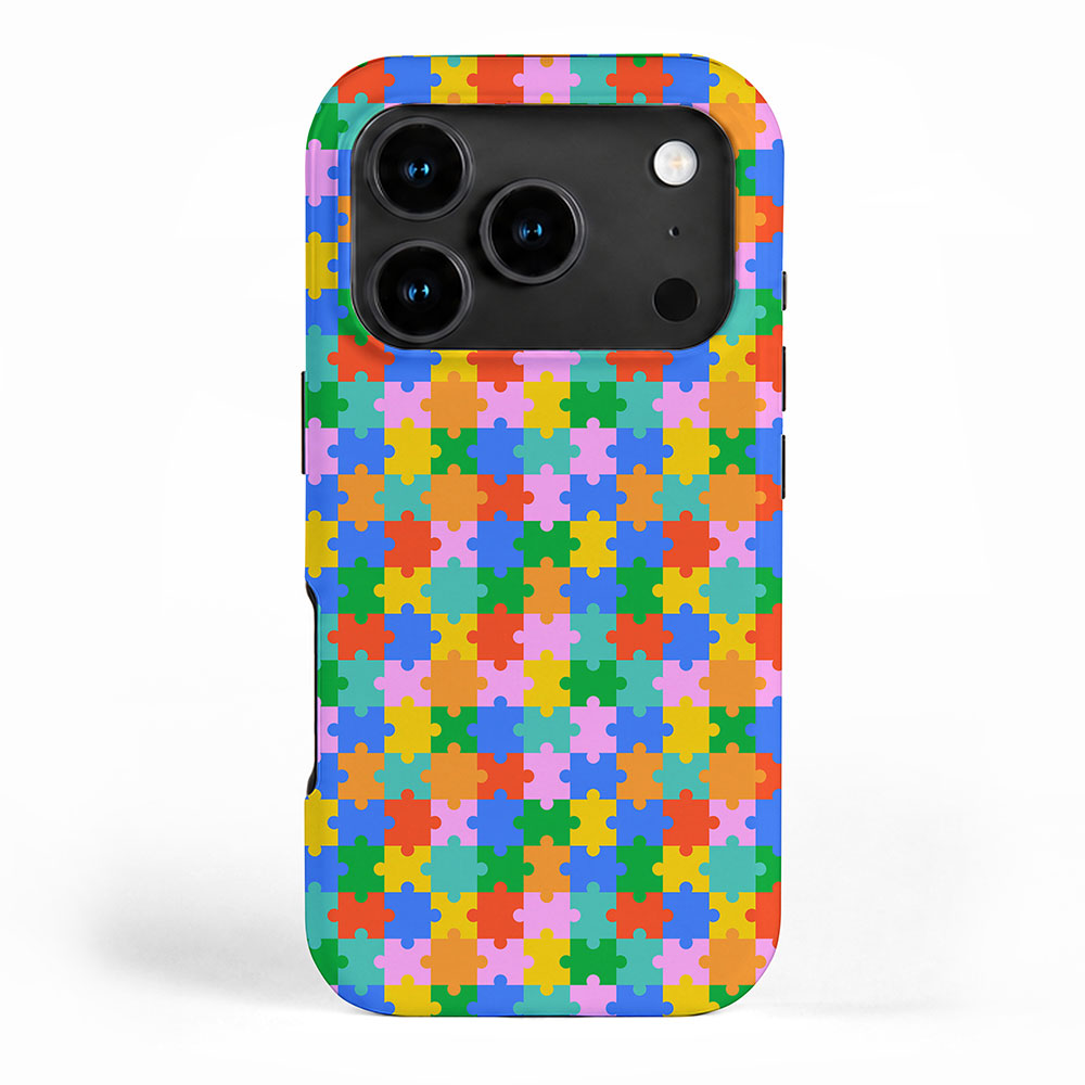 Fun colorful puzzle piece shape pattern iPhone Case Gallery Image 1