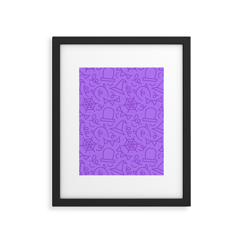 Fun halloween cartoon doodle art pattern Framed Art Print Gallery Image 6