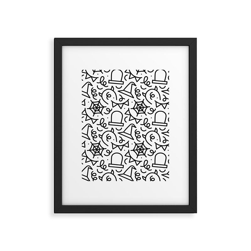 Fun halloween cartoon doodle art pattern Framed Art Print Gallery Image 6