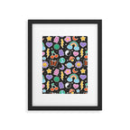 Fun retro cartoon doodle sticker pattern Framed Art Print Gallery Image 6