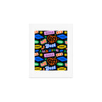 Fun retro quote sticker pattern Art Print Gallery Image 1