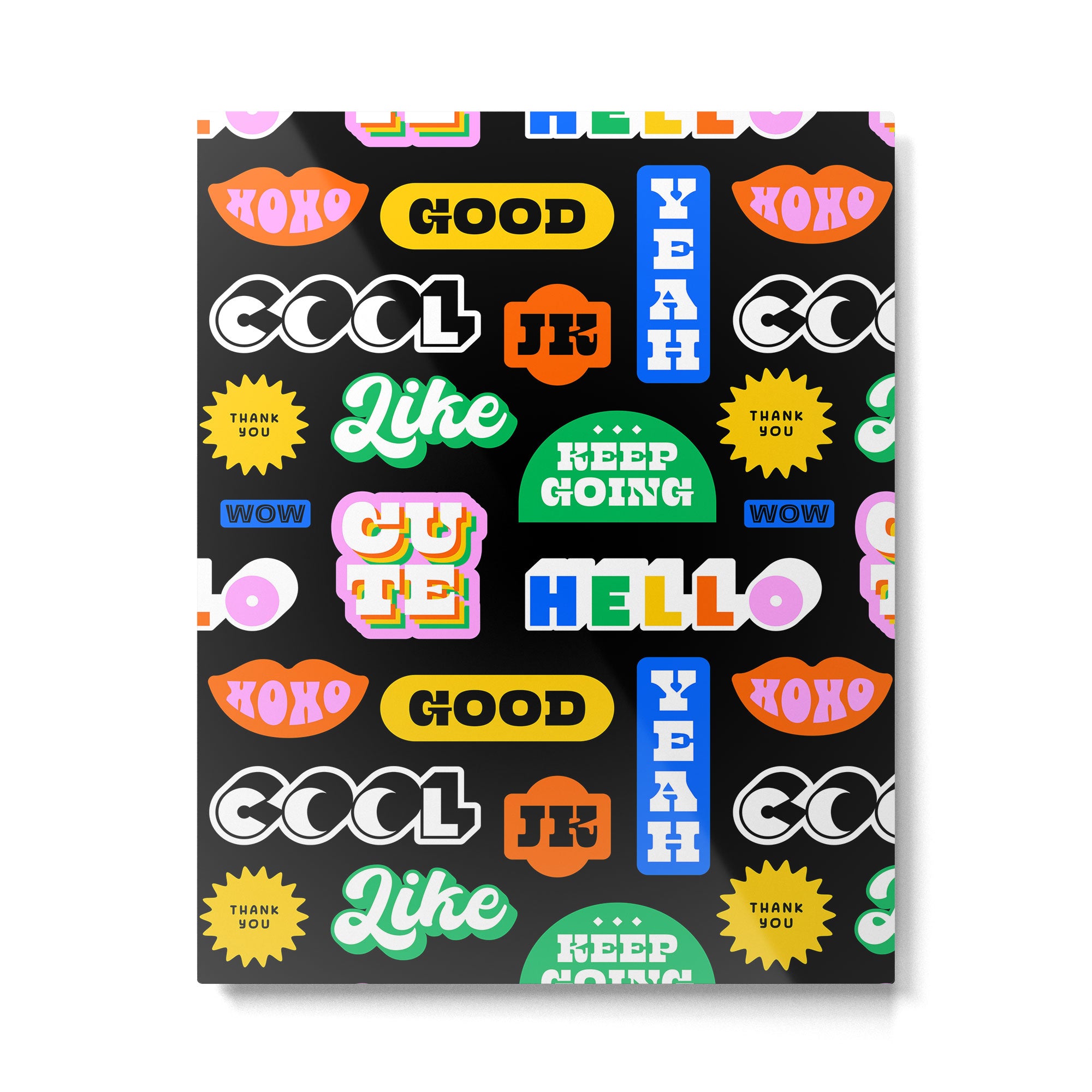 Fun retro quote sticker pattern Metal Print Gallery Image 6